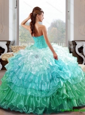 The Super Hot Sweetheart 2015 15th Birthday Dresses with Appliques and Ruffled Layers