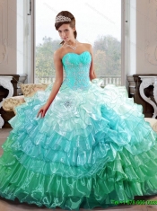 The Super Hot Sweetheart 2015 15th Birthday Dresses with Appliques and Ruffled Layers
