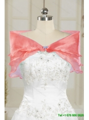 Wholesale Beading and Ruffled Layers Sweetheart Coral Red Quinceanera Dresses for 2015