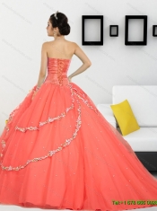 Wholesale Beading Sweetheart 2015 Quinceanera Gown in Orange Red