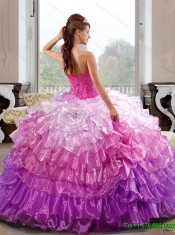 Wholesale Sweetheart 2015 Quinceanera Dress with Appliques and Ruffled Layers