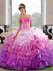 Wholesale Sweetheart 2015 Quinceanera Dress with Appliques and Ruffled Layers