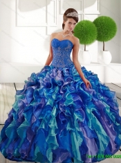 Wholesale Sweetheart 2015 Quinceanera Gown with Appliques and Ruffles