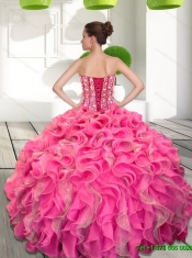 2015 Exquisite Sweetheart Quinceanera Gown with Beading and Ruffles