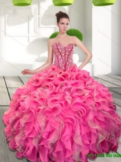 2015 Exquisite Sweetheart Quinceanera Gown with Beading and Ruffles