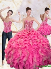 2015 Exquisite Sweetheart Quinceanera Gown with Beading and Ruffles