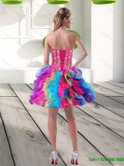 2015 Fashionable Beading and Ruffles Sweetheart Quinceanera Dresses in Multi Color