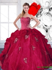2015 Modest Sweetheart Beading and Ruffles Quinceanera Gown with Appliques