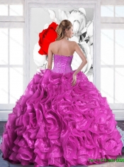 2015 Modest Sweetheart Quinceanera Dresses with Beading and Ruffles