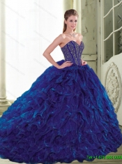 Classical Beading and Ruffles Sweetheart Ball Gown Quinceanera Dresses for 2015