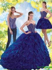 Classical Beading and Ruffles Sweetheart Ball Gown Quinceanera Dresses for 2015