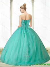 Popular Beading and Appliques Turquoise Sweetheart Quinceanera Dresses for 2015