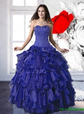 Pretty Beading and Ruffles Ball Gown Quinceanera Dresses for 2015