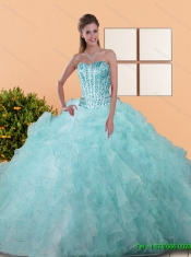 Pretty Beading and Ruffles Ball Gown Quinceanera Dresses for 2015