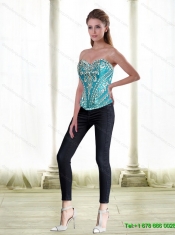 Unique Sweetheart Beading Blue Corset for 2015