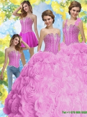 2015 Best Beading Quinceanera Dresses in Fuchsia