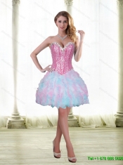 2015 Best Sweetheart Beading and Ruffles Quinceanera Dresses in Multi Color