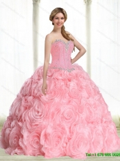 2015 Most Popular Beading Baby Pink Quince Dresses