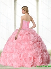 2015 Most Popular Beading Baby Pink Quince Dresses