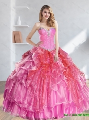 2015 Popular Multi Color Sweet 15 Dresses with Beading and Ruffles