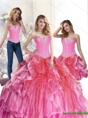 2015 Popular Multi Color Sweet 15 Dresses with Beading and Ruffles