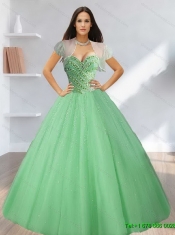 2015 Pretty Sweetheart Tulle Beading Quinceanera Dresses in Blue