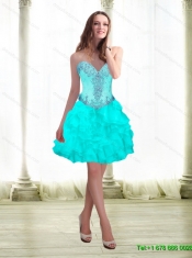 Best 2015 Beading and Ruffles Quinceanera Dresses in Aqua Blue