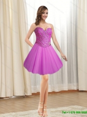 Best 2015 Tulle Sweetheart Beading Quinceanera Dresses in Fuchsia