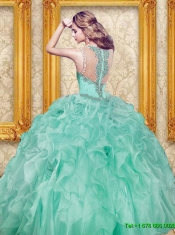 Brand New Beading and Ruffles Quinceanera Dresses in Apple Green