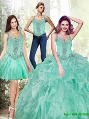 Brand New Beading and Ruffles Quinceanera Dresses in Apple Green
