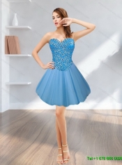 Classical Tulle Sweetheart Beading Blue Quinceanera Dresses for 2015