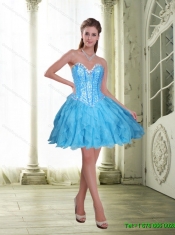 Custom Made Beading and Ruffles Baby Blue Sweet Sixteen Dresses with Sweetheart