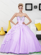 Custom Made Beading Sweetheart Tulle Quinceanera Dresses for 2015