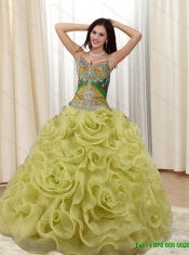 Custom Made Straps Appliques and Rolling Flowers Multi Color Quinceanera Dresses for 2015
