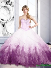 Custom Made Sweetheart Multi Color Quinceanera Gown with Beading and Ruffles