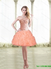 Elegant 2015 Sweetheart Peach Quinceanera Dresses with Beading and Pick Ups