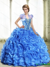 Elegant Embroidery and Ruffles Royal Blue Sweet 15 Dresses