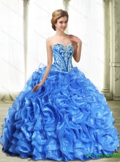 Elegant Embroidery and Ruffles Royal Blue Sweet 15 Dresses