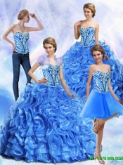 Elegant Embroidery and Ruffles Royal Blue Sweet 15 Dresses