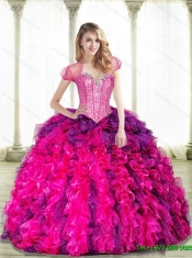 Elegant Multi Color Quinceanera Dresses with Beading and Ruffles