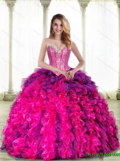Elegant Multi Color Sweetheart 2015 Quinceanera Dresses with Beading and Ruffles