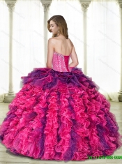 Elegant Multi Color Sweetheart 2015 Quinceanera Dresses with Beading and Ruffles
