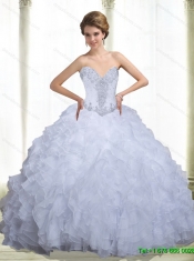 Fashionable 2015 Beading and Ruffles White Sweet Sixteen Dresses