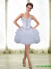 Fashionable 2015 Beading and Ruffles White Sweet Sixteen Dresses