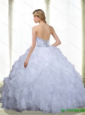 Fashionable 2015 Beading and Ruffles White Sweet Sixteen Dresses