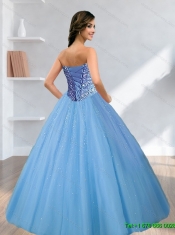 Inexpensive 2015 Tulle Beading Sweetheart Sweet 16 Dresses in Watermelon