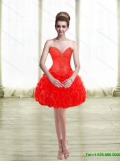 New Style Appliques and Ruffles Red Sweet 15 Dress for 2015