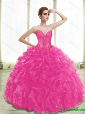 Newest Fuchsia Quinceanera Dresses with Appliques and Ruffles