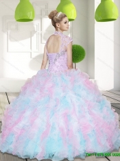 Wonderful Sweetheart Beading and Ruffles 2015 Quinceanera Dresses in Multi Color