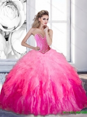 Custom Made Beading and Ruffles Organza Quinceanera Dresses in Multi Color